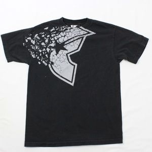 Vintage FAMOUS Mens Black Graphic T-shirt Stars A